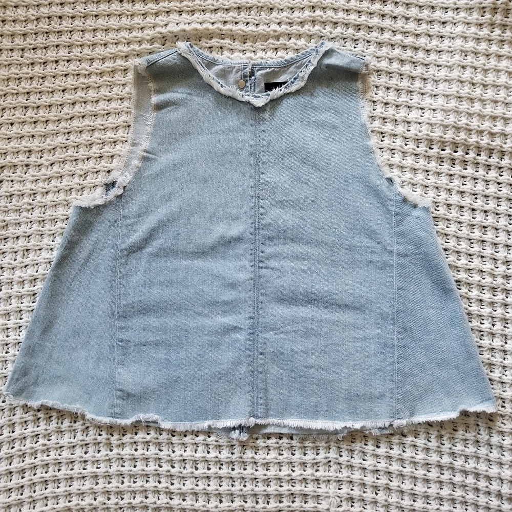J Brand Light Blue Denim Frayed Edge Tank - Picture 6 of 10